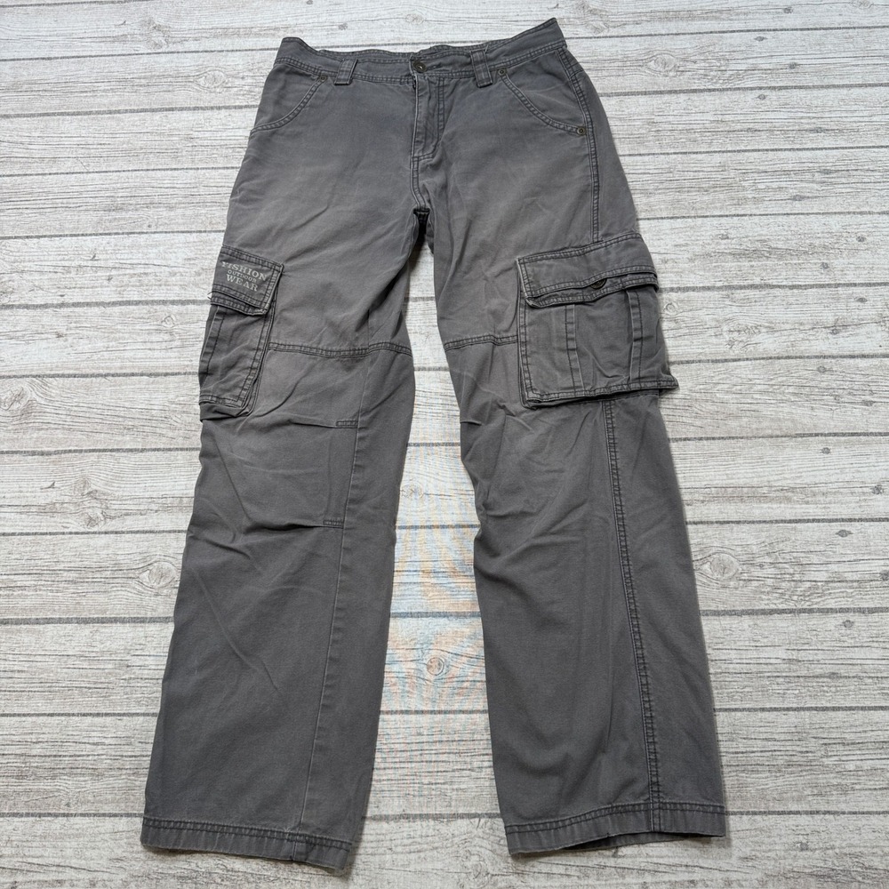 Y2K Cargo Pants Men's 31 Dark Gray Cotton Straight Fit Hiking Outdoor Tactical